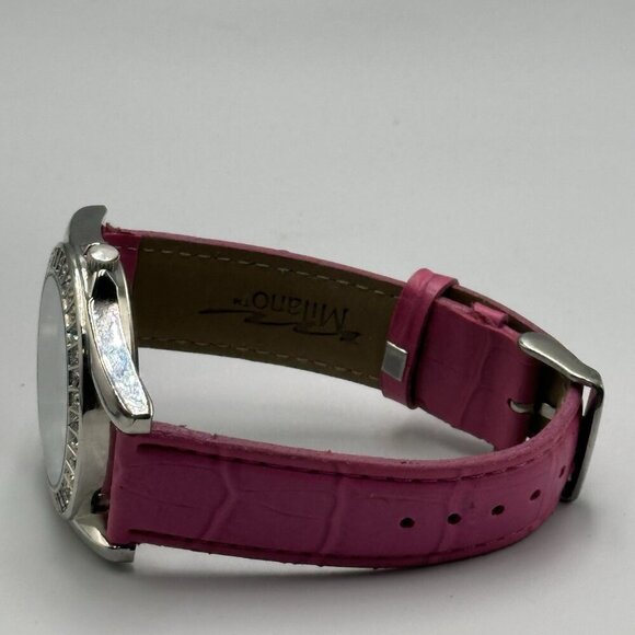 3/$30 Manhattan by Croton Watch Women Silver Tone Pink Leather Band New Battery - Picture 8 of 13